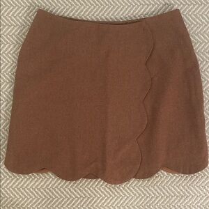 Brown Scalloped Hem Skirt